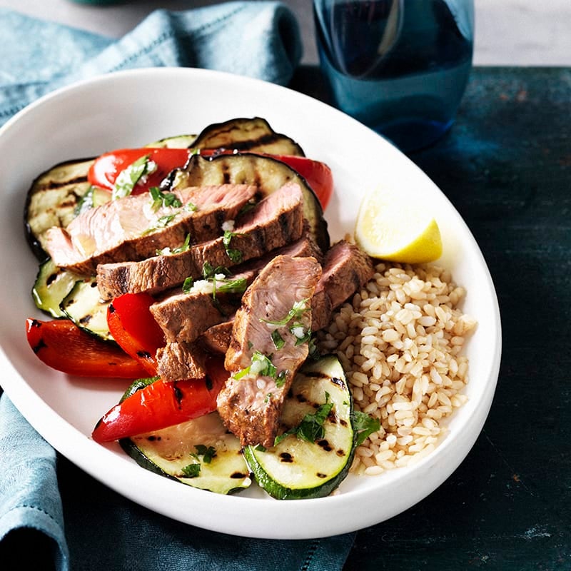Photo of Harissa lamb with grilled vegetables and lemon dressing by WW