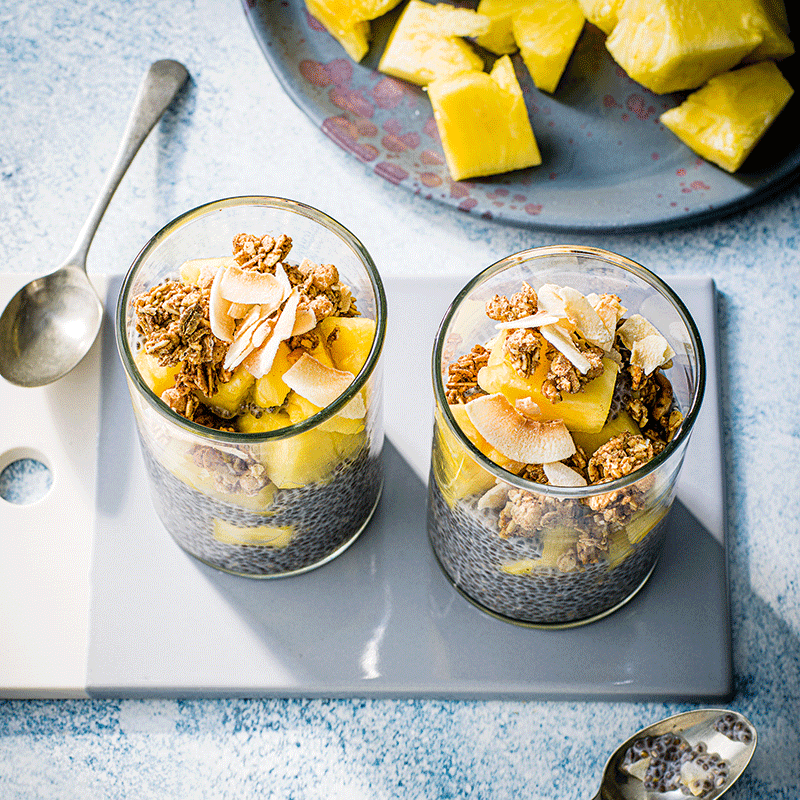 Pineapple and coconut chia seed pots