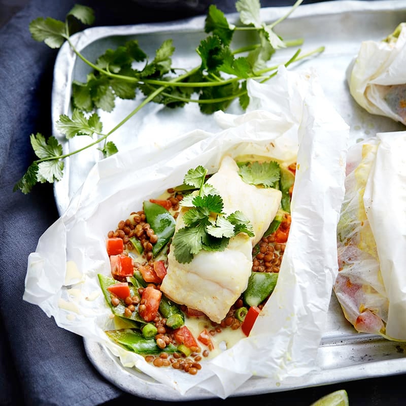 Photo of Spiced coconut fish parcels with lentils by WW