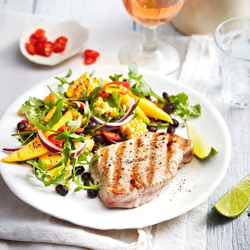 Photo of Chargrilled tuna with black bean, mango and lime salad by WW