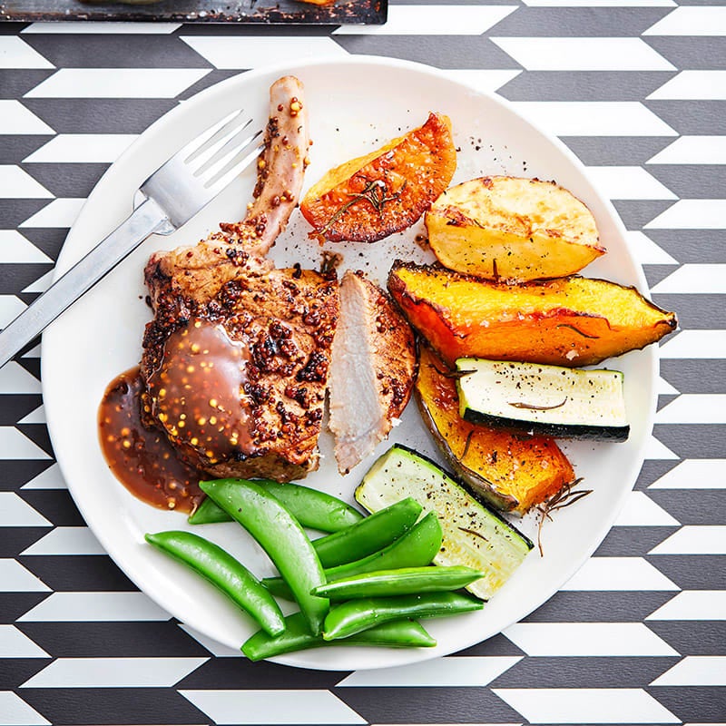 Photo of Balsamic and mustard pork cutlets with roasted vegies by WW