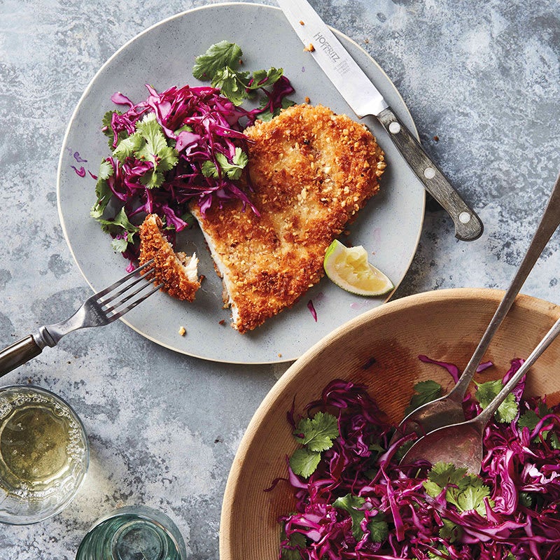 Photo of Almond chicken schnitzel with tangy coleslaw by WW
