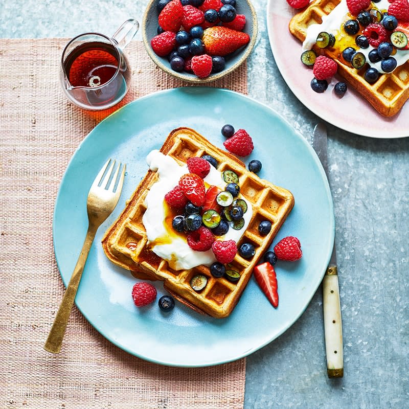 Oat waffles with mixed berries
