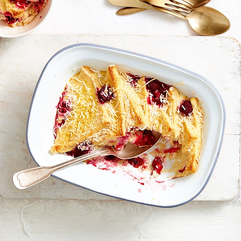 Photo of Raspberry and coconut bread and butter pudding by WW