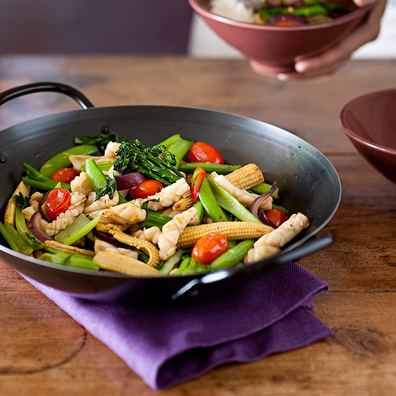 Photo of Garlic chilli squid and vegetable stir fry by WW