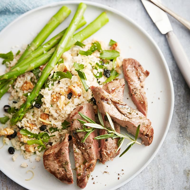 Photo of Cauliflower and walnut couscous with lamb steaks by WW