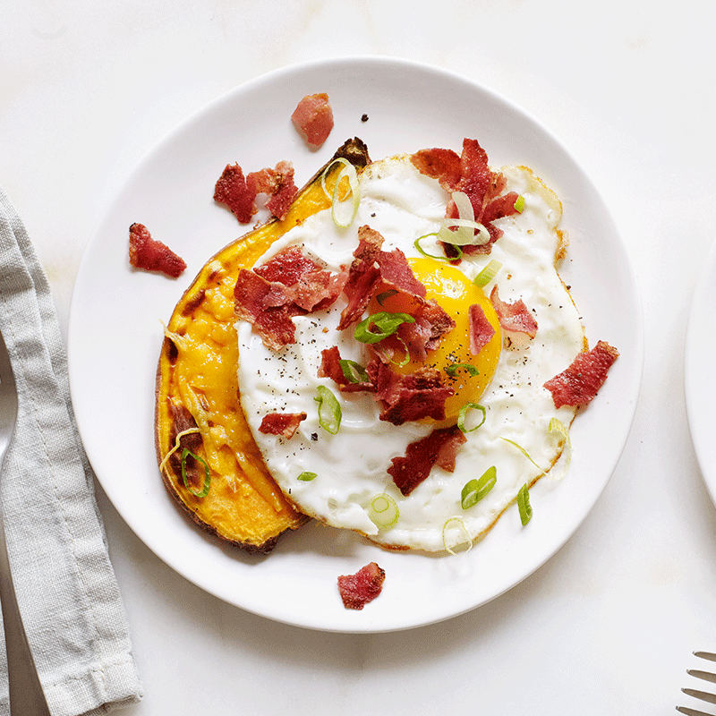 Photo of Bacon, egg and cheese sweet potato toast by WW