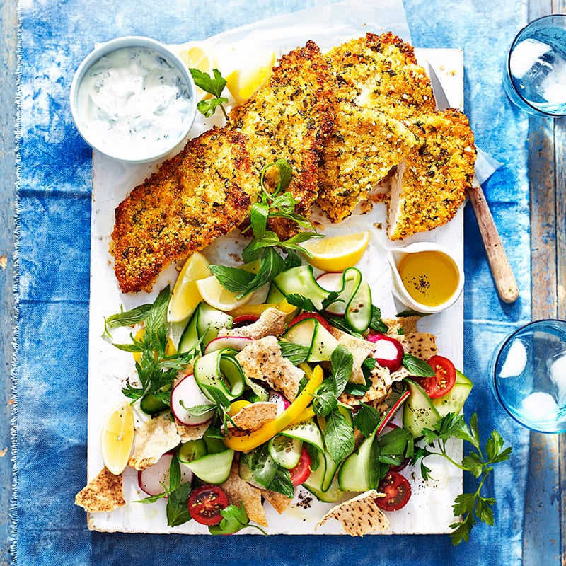 Photo of Quinoa and herb  schnitzel with fattoush by WW