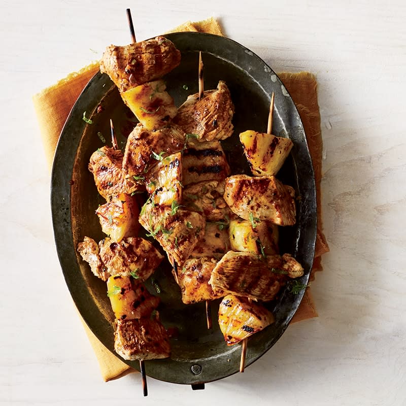 Chicken kebab with pineapple