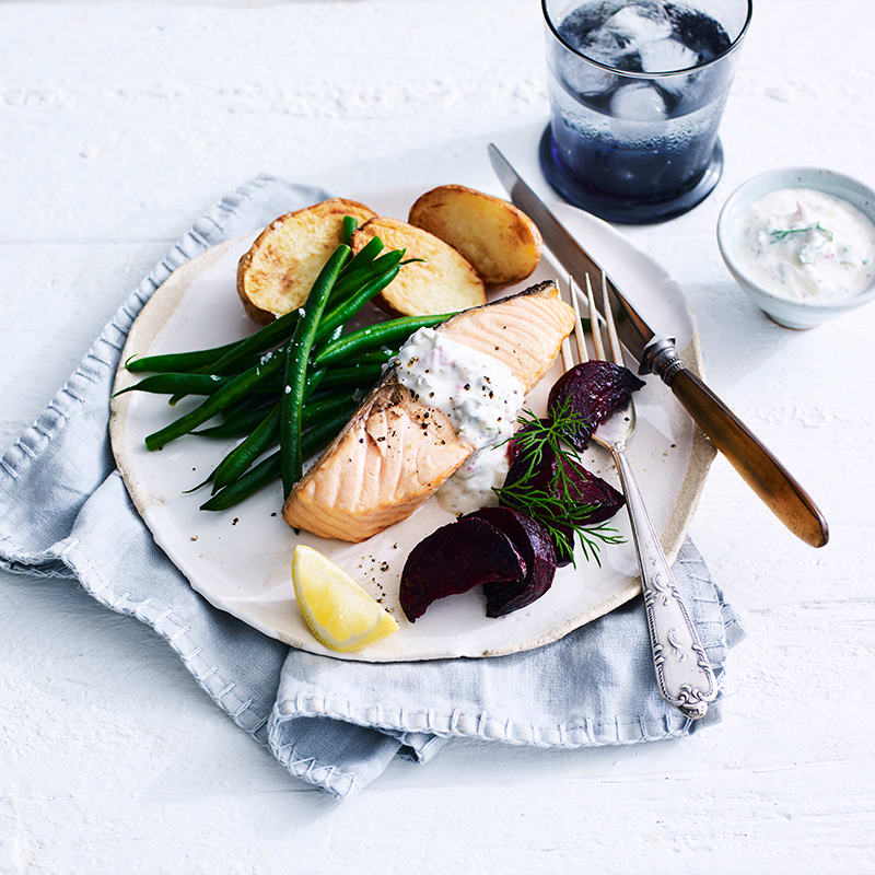 Photo of Air fryer crispy salmon with roasted beetroot and tartare sauce by WW