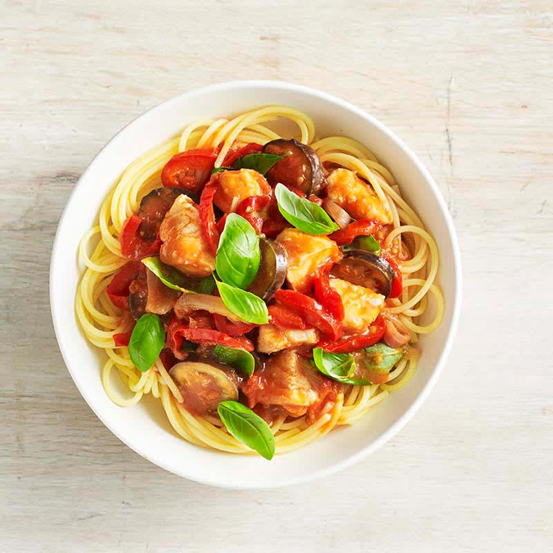 Photo of Spaghetti with fish and tomato basil sauce by WW