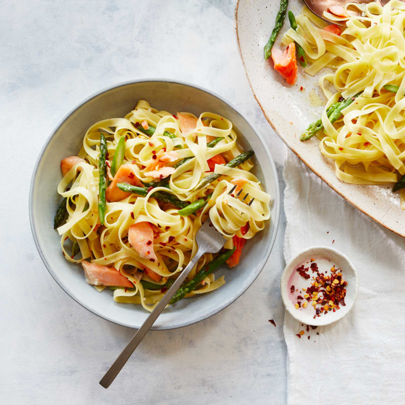 Photo of Fettuccine with salmon and asparagus by WW
