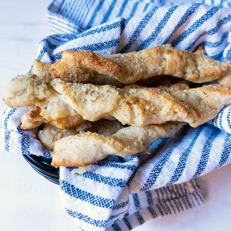 Two-ingredient dough herb and cheese breadsticks