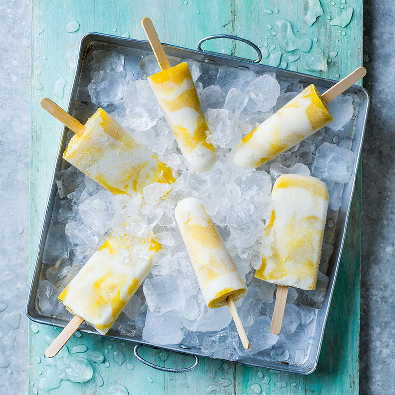 Mango, lime and yoghurt popsicles