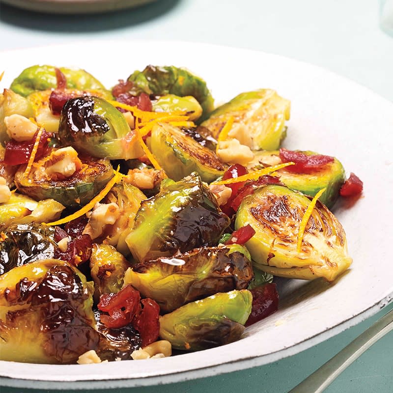Roasted brussels sprouts with cranberry and walnuts