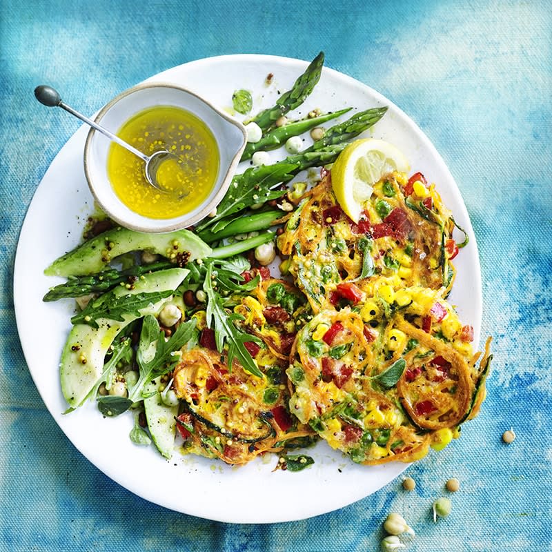 Photo of Rainbow fritters with avocado and asparagus salad by WW