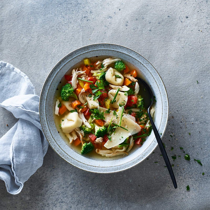 Chicken and tortellini soup