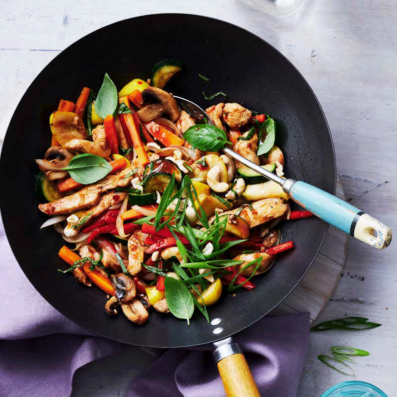 Photo of Rebecca's chicken stir-fry with chilli, basil and cashews by WW