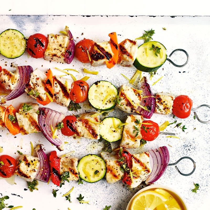 Photo of Grilled fish and vegetable kebabs by WW