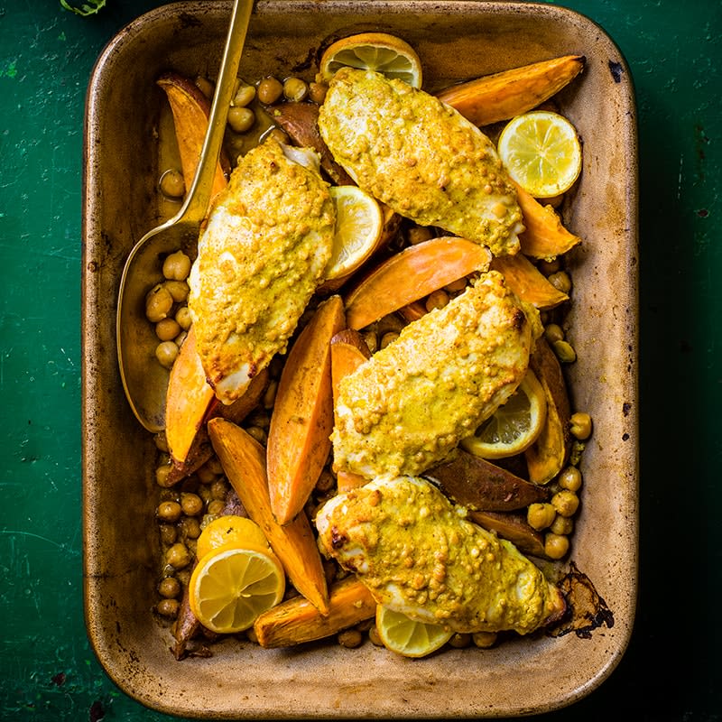 Photo of Curried chicken and sweet potato tray bake by WW