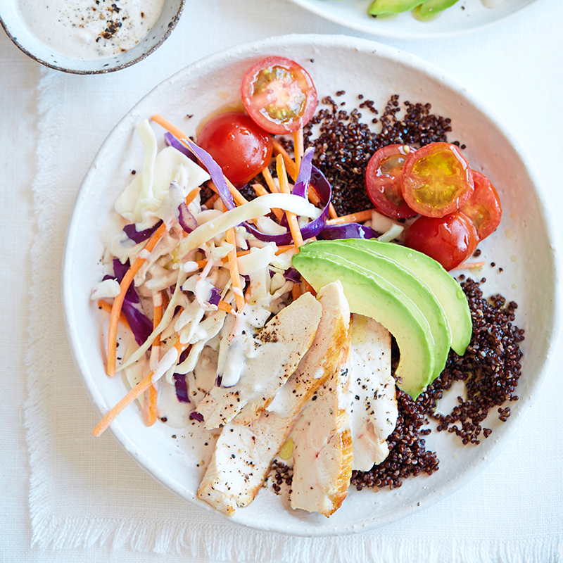 Photo of Quinoa bowl with tahini sauce by WW