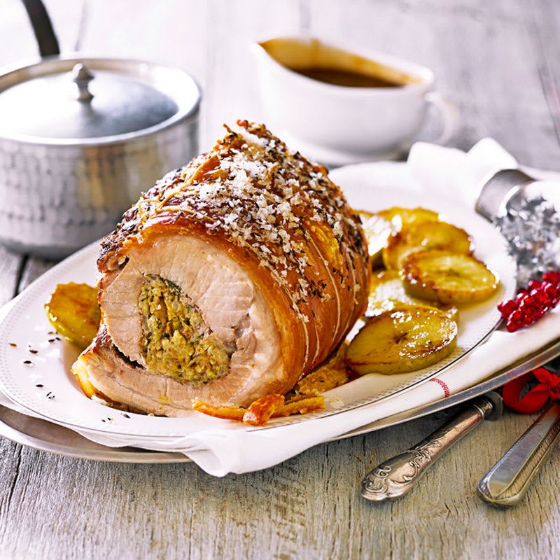 Roast pork loin with sage and fennel