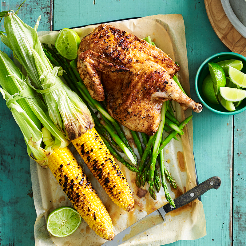 Photo of Smoky barbecued chicken with grilled corn and chipotle yoghurt by WW