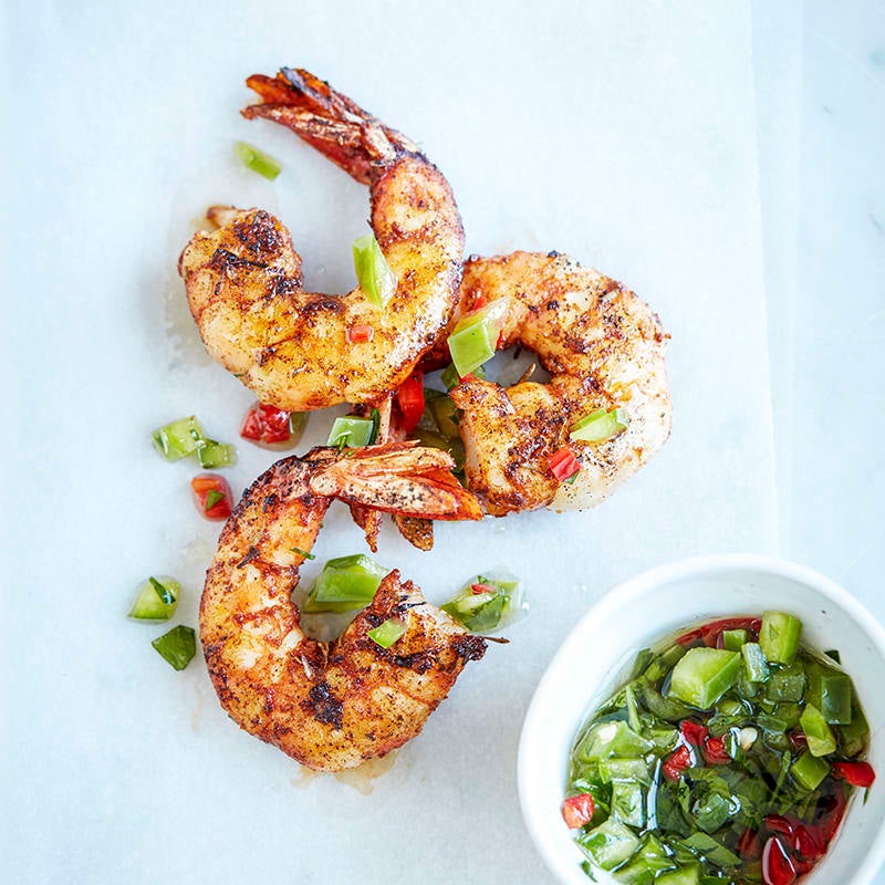 Photo of Creole spiced prawns with spicy green pepper salsa by WW
