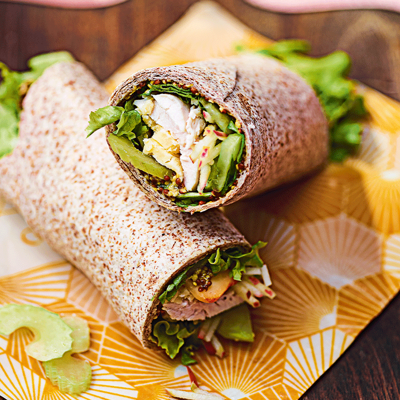Chicken, apple and cheddar wraps