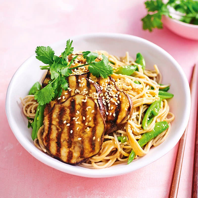 Photo of BBQ miso eggplant with soba noodles by WW