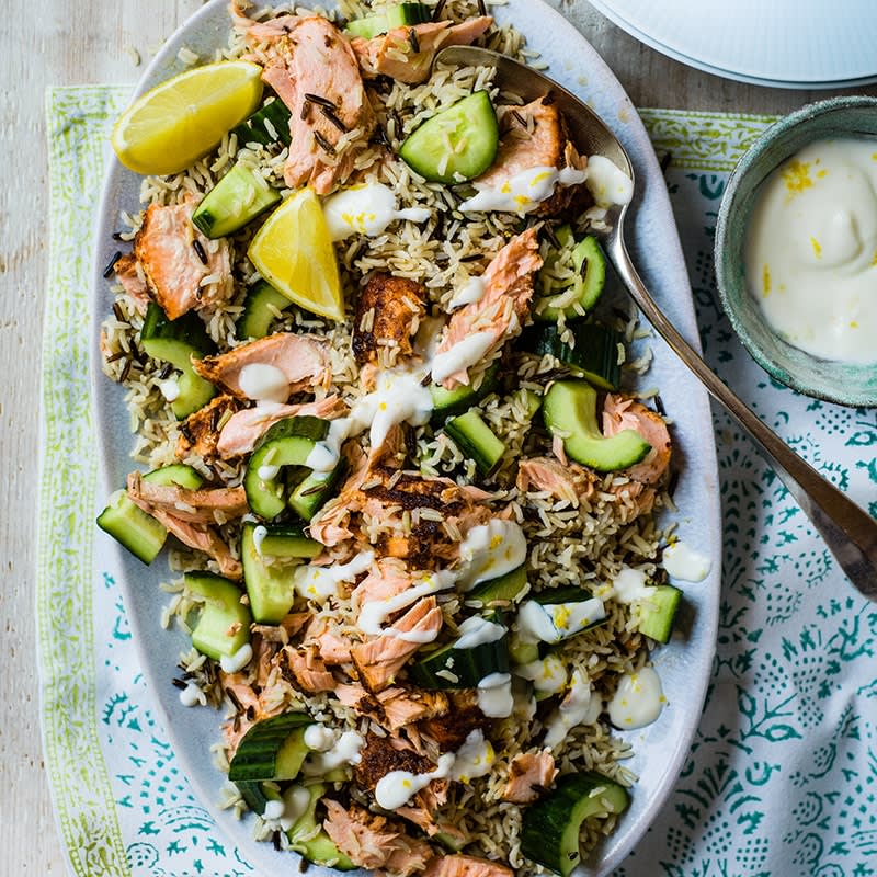 Spiced salmon and rice salad