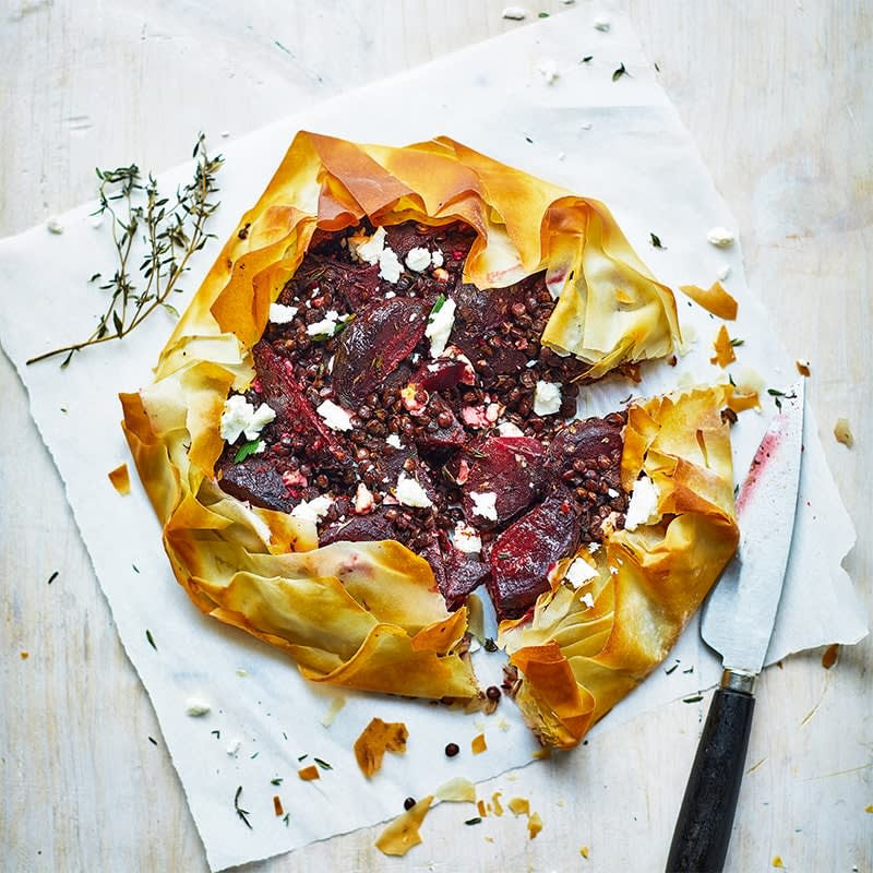 Beetroot and feta filo galette