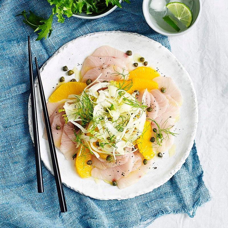 Photo of Kingfish carpaccio with orange, dill and capers by WW