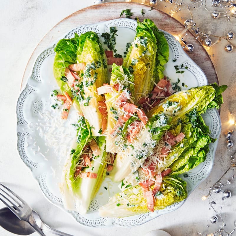 Photo of Baby cos lettuce with herbed buttermilk dressing and crispy bacon by WW