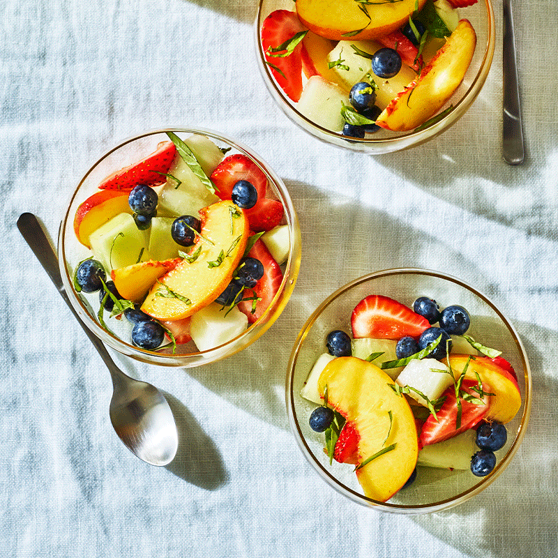 Fruit salad with honey citrus syrup