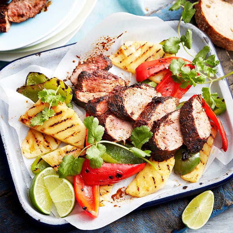 Photo of Jerk-spiced pork with char-grilled pineapple and capsicum by WW