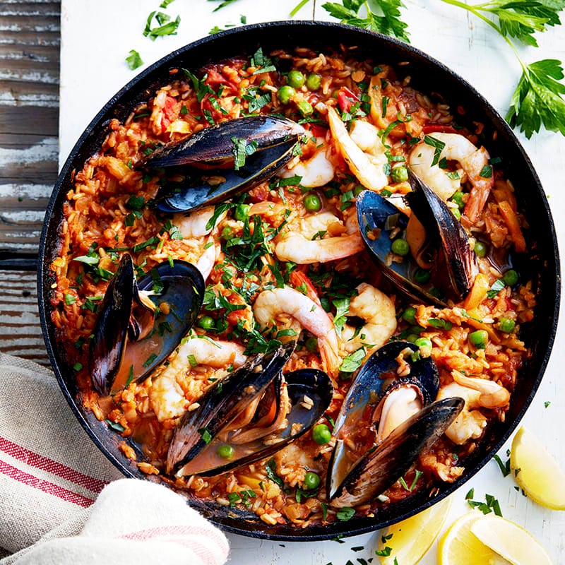 Photo of Brown rice and lentil seafood paella by WW