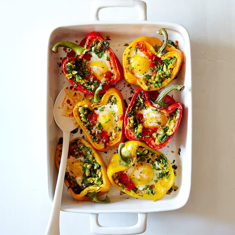 Photo of Baked capsicums with chickpeas, eggs and harissa by WW
