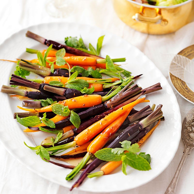 Heirloom baby carrots with cumin, coriander and mint