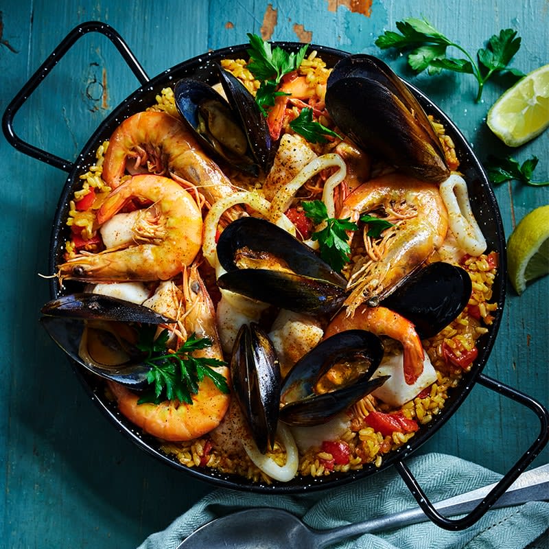 Spanish-style  seafood paella
