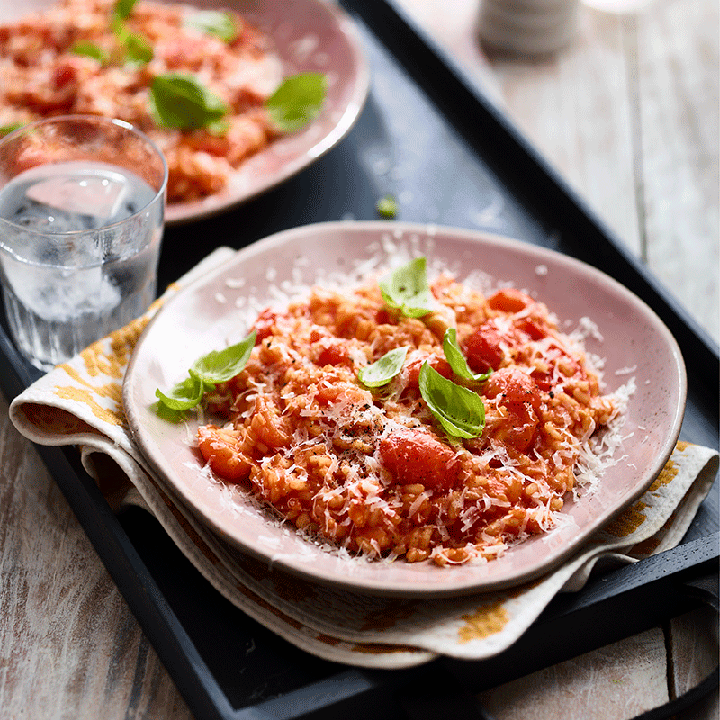 Simple tomato and basil risotto