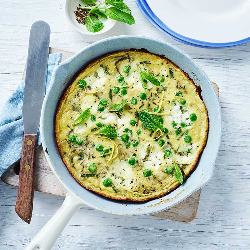 Open  cottage cheese  and mint omelette