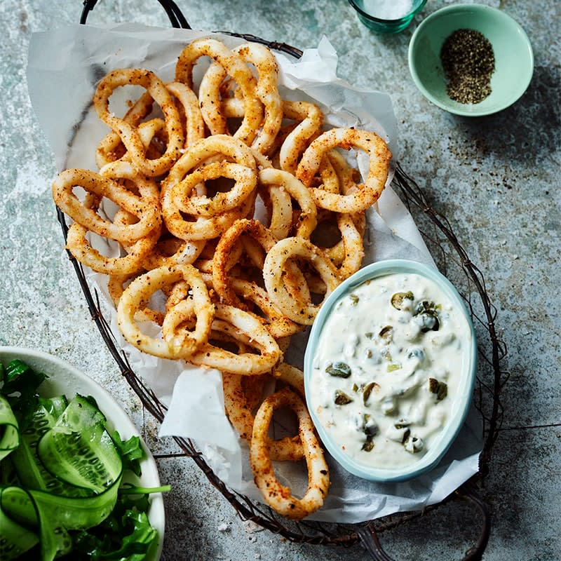 Salt and pepper squid with creamy tartare sauce