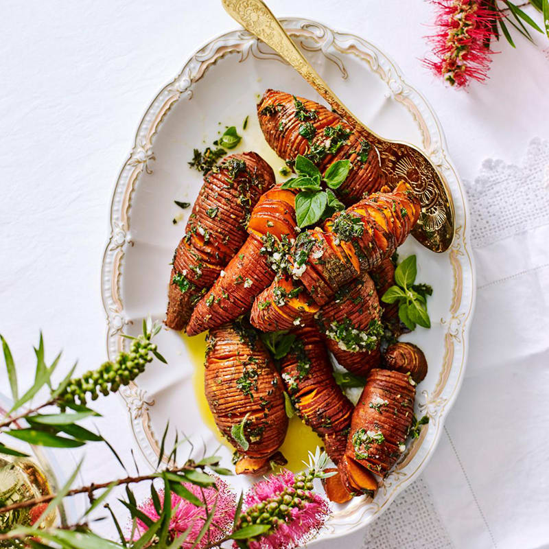 Photo of Hasselback sweet potatoes with garlic and herb spread by WW