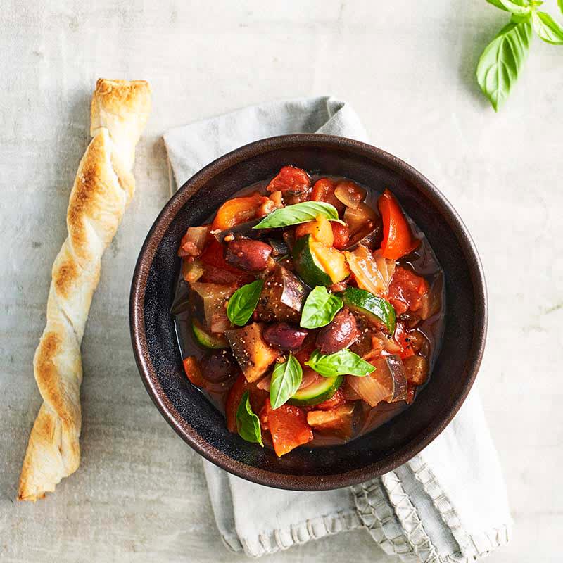 Ratatouille with pastry twists