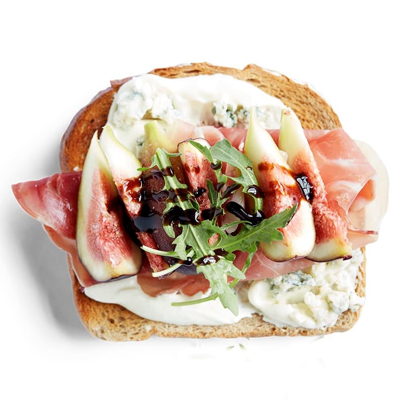 Photo of Prosciutto with fig and blue cheese toast topper by WW
