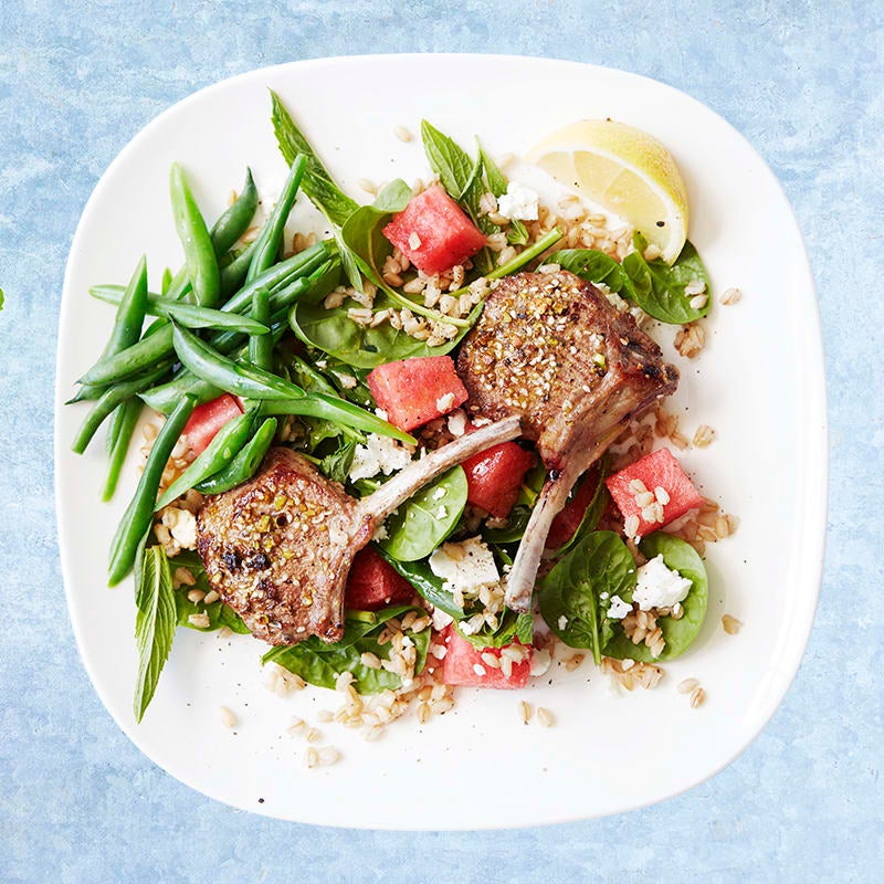 Photo of Dukkah lamb with watermelon and feta salad by WW