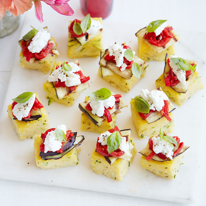 Photo of Polenta squares topped with chargrilled vegetables and goat’s cheese by WW